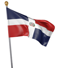 National flag for country of Dominican Republic isolated on white background, 3D rendering