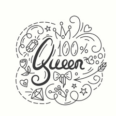 Queen Typography Design. Lettering print for t-shirt.