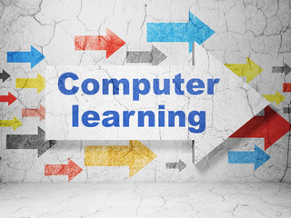 Learning concept: arrow with Computer Learning on grunge wall background