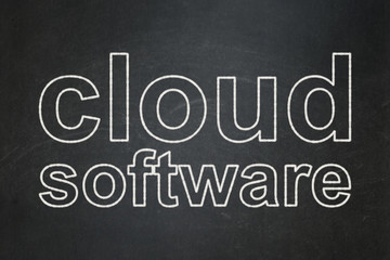 Fototapeta premium Cloud computing concept: Cloud Software on chalkboard background