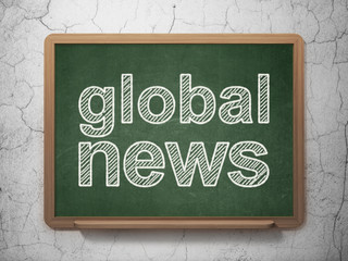 News concept: Global News on chalkboard background