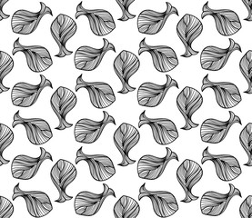 Whale seamless pattern, monochrome fish pattern, doodle fish pattern, doodle whale background, sea whale pattern, vector whale, design for web, wrapping, wallpaper, flyer, textile