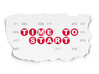 Timeline concept: Time to Start on Torn Paper background
