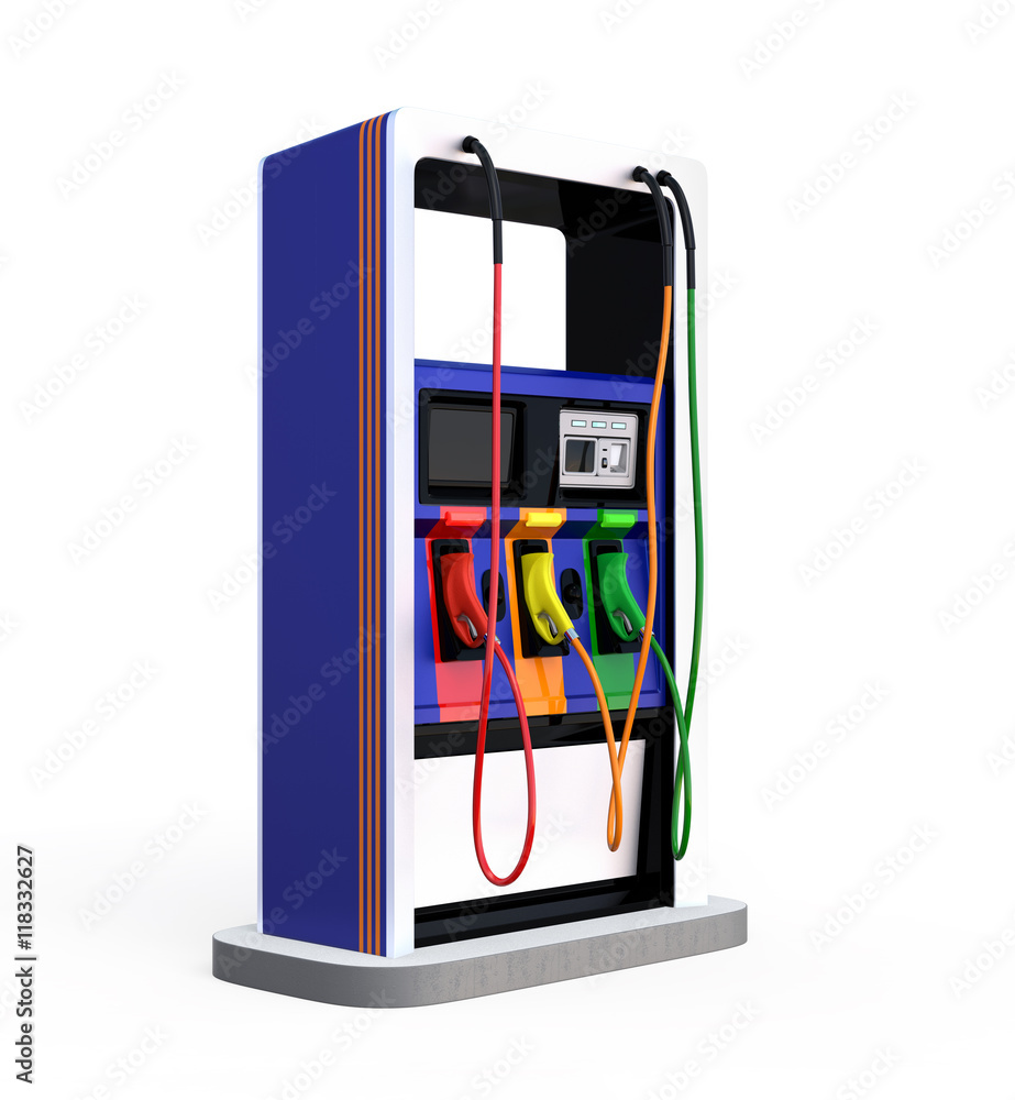 Poster fuel dispenser isolated on white background. 3d rendering image with clipping path.