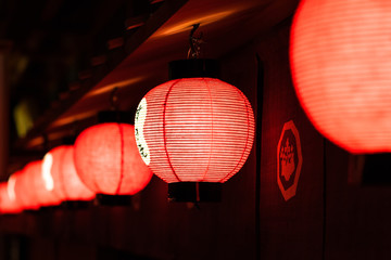 Lantern at the entrance of Japanese restaurant in Tokyo Japan