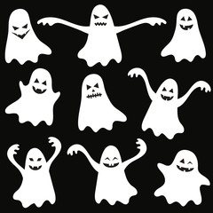 Set of halloween funny ghosts