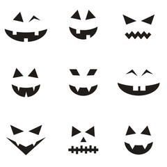 Set of faces for Halloween pumpkin