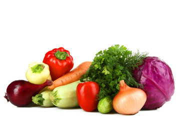 Set of vegetables on white background isolated