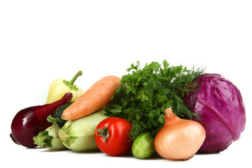 Set of vegetables on white background isolated