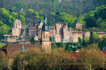 Fototapeta na wymiar Heidelberg Castle - ruin and a landmark in Germany.