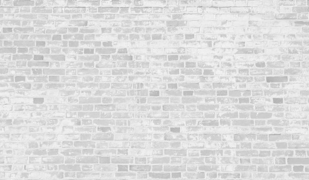 Old white brick wall texture grunge peeling paint retro background design material. Home or office design loft style interior