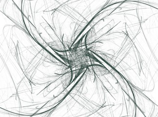 Fototapeta premium Dark green abstract fractal in the form of a floral pattern with a lot of curves on a white background