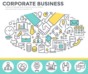 
Corporate business concept illustration, thin line, flat design