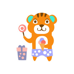 Tiger With Party Attributes Girly Stylized Funky Sticker