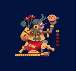 sketch drawing aztec cacao bean, leaves, nibs, pattern for choco