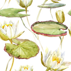 Watercolor lotus pattern