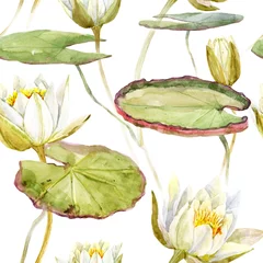 Papier Peint photo autocollant fleur de lotus Watercolor lotus pattern