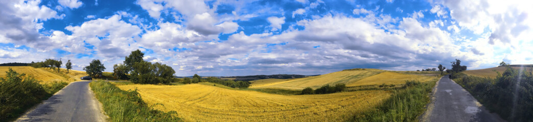Extreme panoramic landscape in Sudety range, Poland
