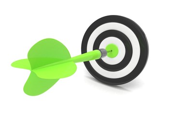 arrow darts in target. 3d rendering.