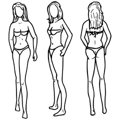 Vrouw voorkant zijkant en achterkant