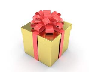 gift box with bows isolated on white. 3d rendering.
