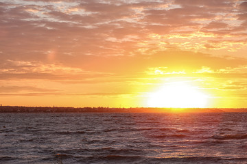 Beautiful sunset over river