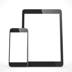 Tablet and smartphone on a white. 3d rendering.
