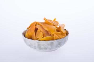 mango dry in bowl or dried mango slices.