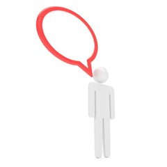3d man with talk bubbles isolated over a white background. 3d rendering.