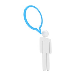 3d man with talk bubbles isolated over a white background. 3d rendering.
