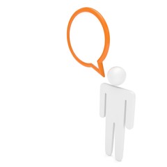 3d man with talk bubbles isolated over a white background. 3d rendering.