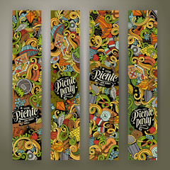 Cartoon doodles picnic banners