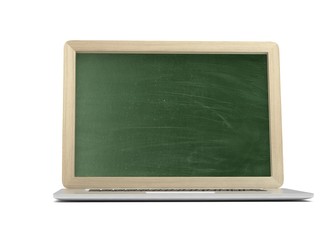  Laptop with chalkboard, online education concept. 3d rendering.