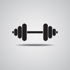 Dumbbell. Simple vector icon. Shadow.