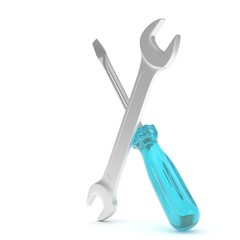 3D Illustration Wrench and screwdriver, service concept