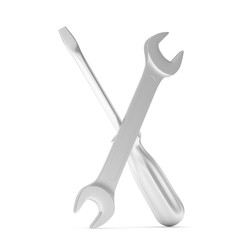 3D Illustration Wrench and screwdriver, service concept