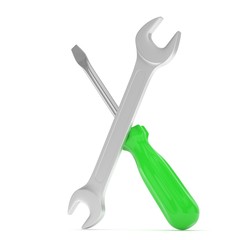 3D Illustration Wrench and screwdriver, service concept