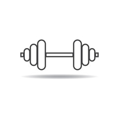Dumbbell. Simple vector icon. Shadow. Isolated on white backgrou