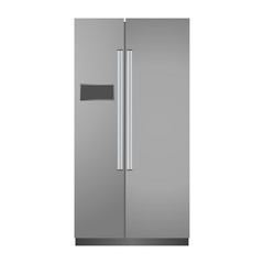 Gray realistic fridge isolated on a white background