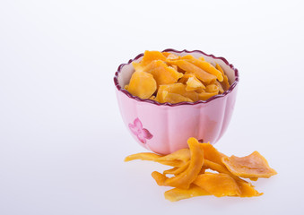 mango dry in bowl or dried mango slices.