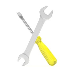 3D Illustration Wrench and screwdriver, service concept