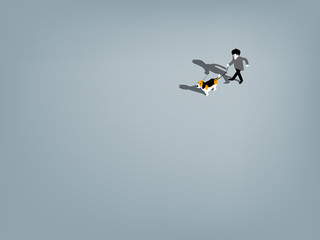 isometric graphic design background of the man walking the dog, dog lover design concept