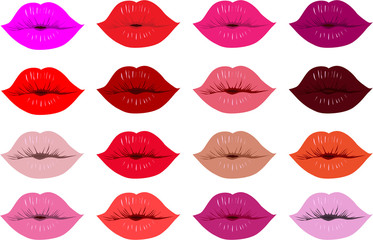 Collection of women's mouth painted lipstick.