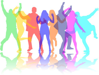 Obraz na płótnie Canvas Dancing people silhouettes.