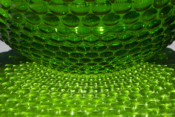 Gloss green textured glass vase - beautiful glamorous texture fo