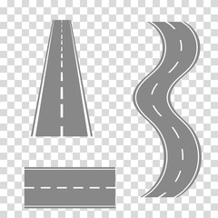Fototapeta premium Set of curved road or highway with markings