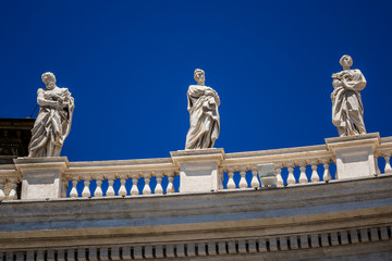 Fragment of colonnade of St. Peter's Basilica in Vatican City.