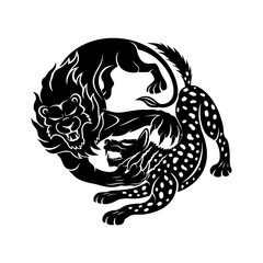 Lion attacking a hyena.