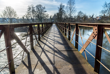 Steg an der Wörnitzinsel in der fränkischen Stadt Dinkelsbühl