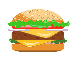 Hamburger fast food and hamburger tasty grilled American dinner.